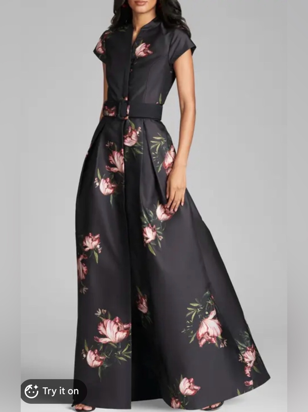 Sachin & Babi Marta Floral Print Satin Gown, Size 8